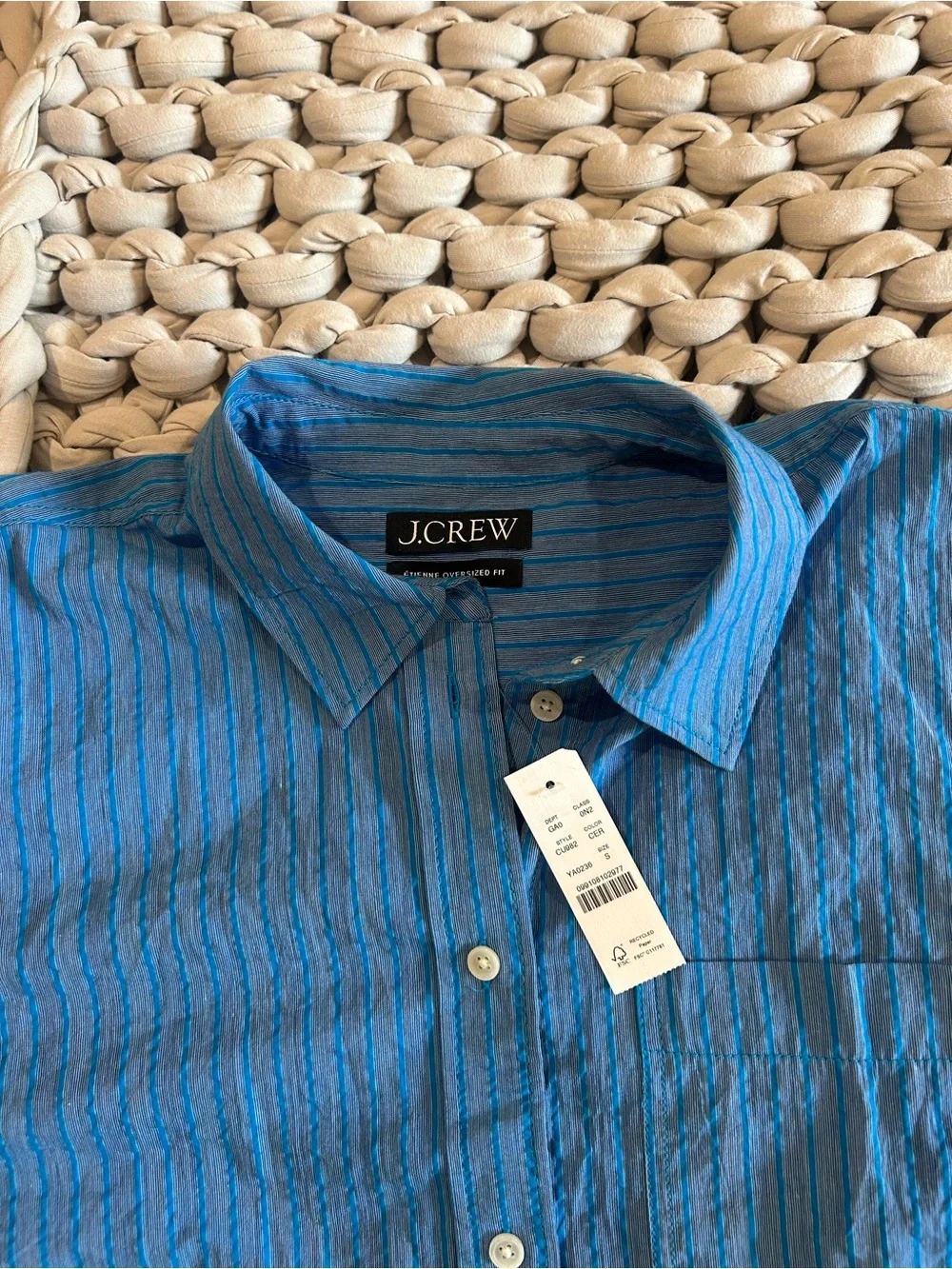 J. Crew Women’s Blue Striped Short-Sleeve Button-Down